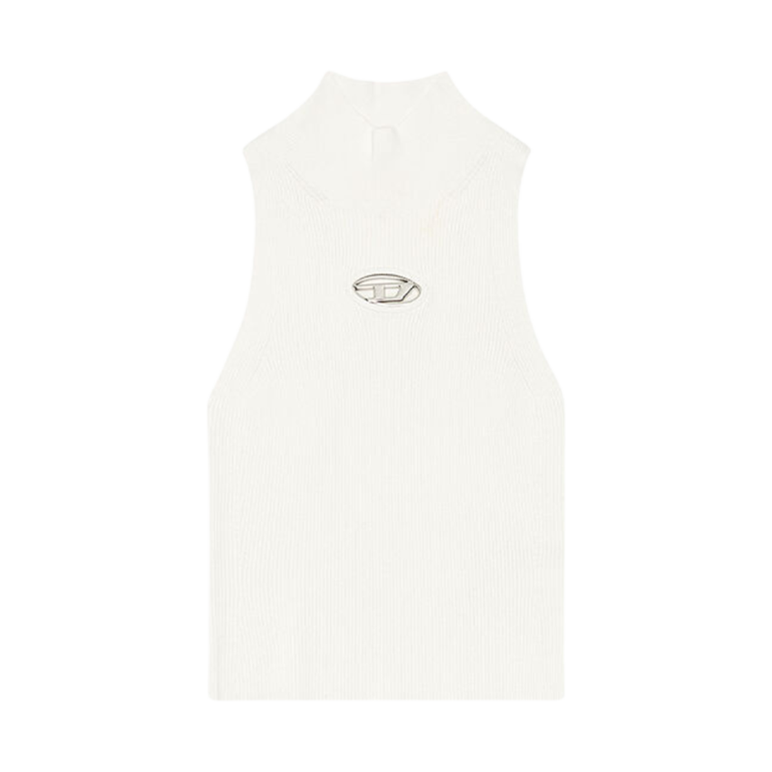 A130200DLAX-129 (W) Diesel Ribbed Knit Turtleneck Top White