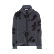 Stone Island 658E4 Hand Colouring And Garment Dyeing On Cotton Pile Full Zip Up Hooded Sweatshirt Lead - 23FW