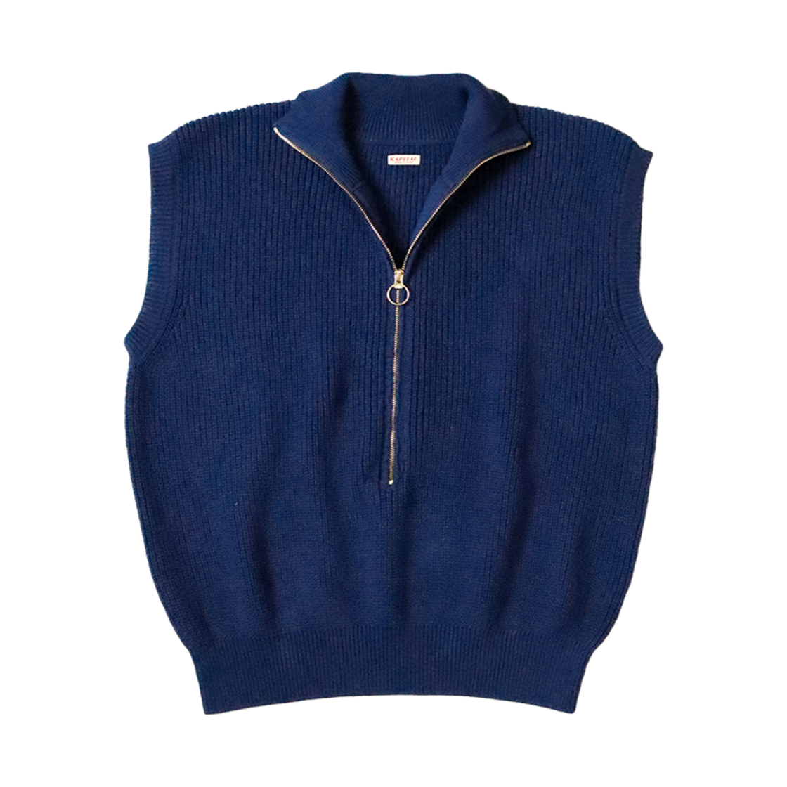 K2503KN067 Kapital 5G Rib Knit Half Zip Vest Navy