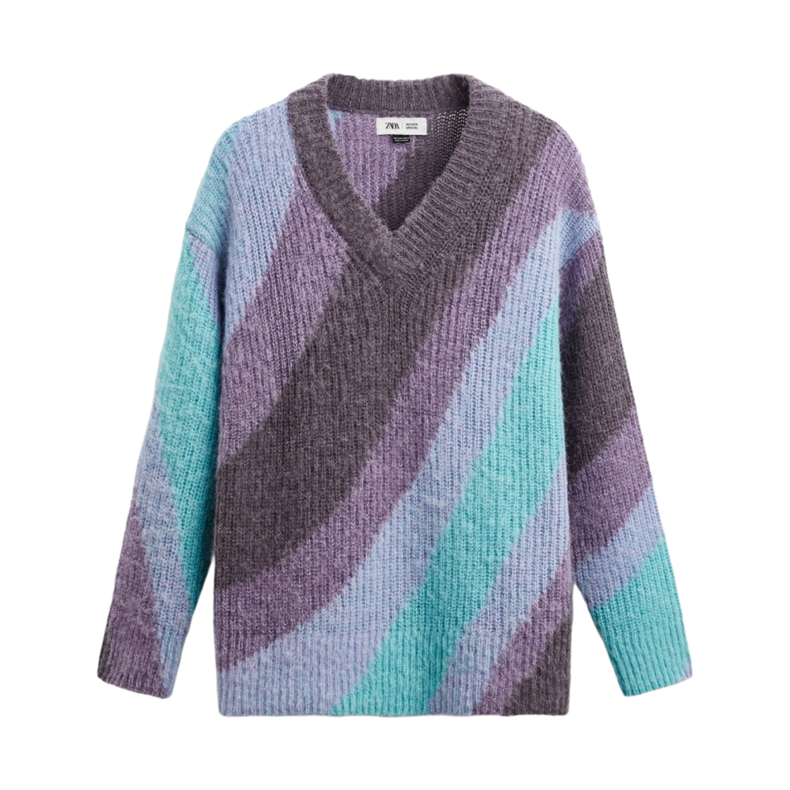 자라 x 메종 스페셜 슬랜트 스트라이프 스웨터 라일락(Zara x Maison Special Slant Stripe Sweater Lilac)