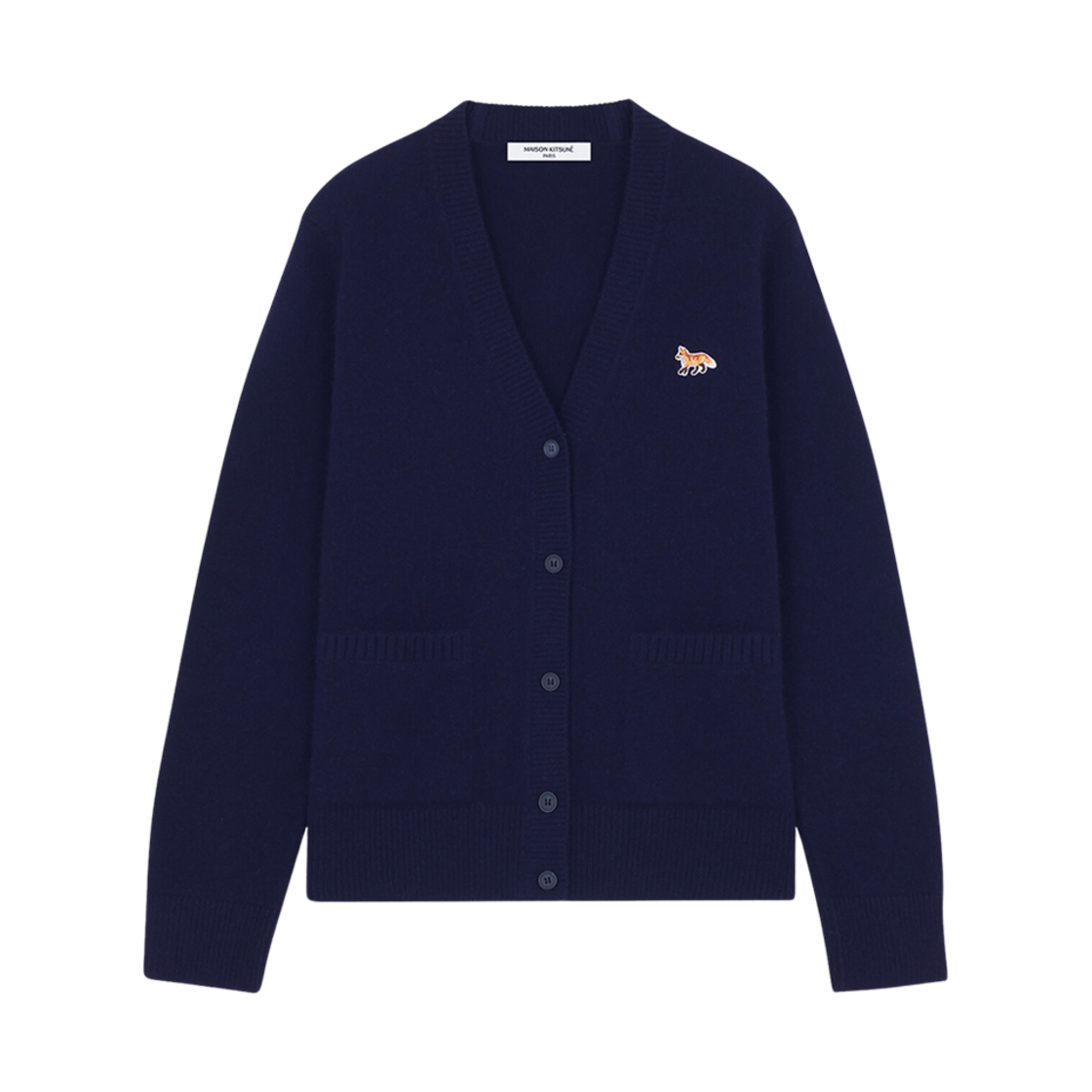 LW00507KT1006-P480 (W) Maison Kitsune Baby Fox Patch Boxy Cardigan Navy