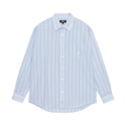 Stussy Striped Cotton Linen Classic Shirt Light Blue