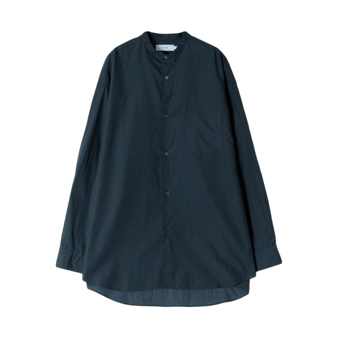 그라프페이퍼 브로드 롱슬리브 오버사이즈 밴드 칼라 셔츠 네이비(Graphpaper Broad L/S Oversized Band Collar Shirt Navy)