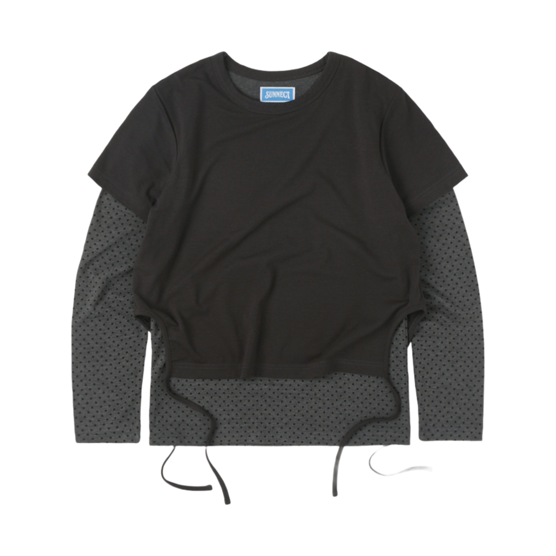 SNCT25STO008CC SUNNECT Polka Dot Layered Long Sleeve T-Shirt Charcoal