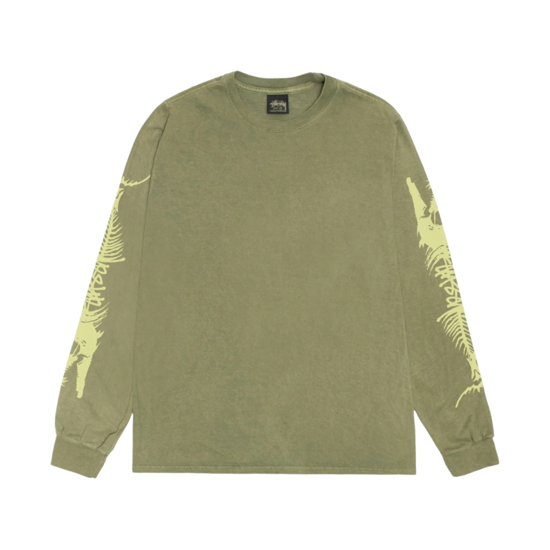 스투시 바라쿠다 피그먼트 다이드 롱슬리브 티셔츠 올리브