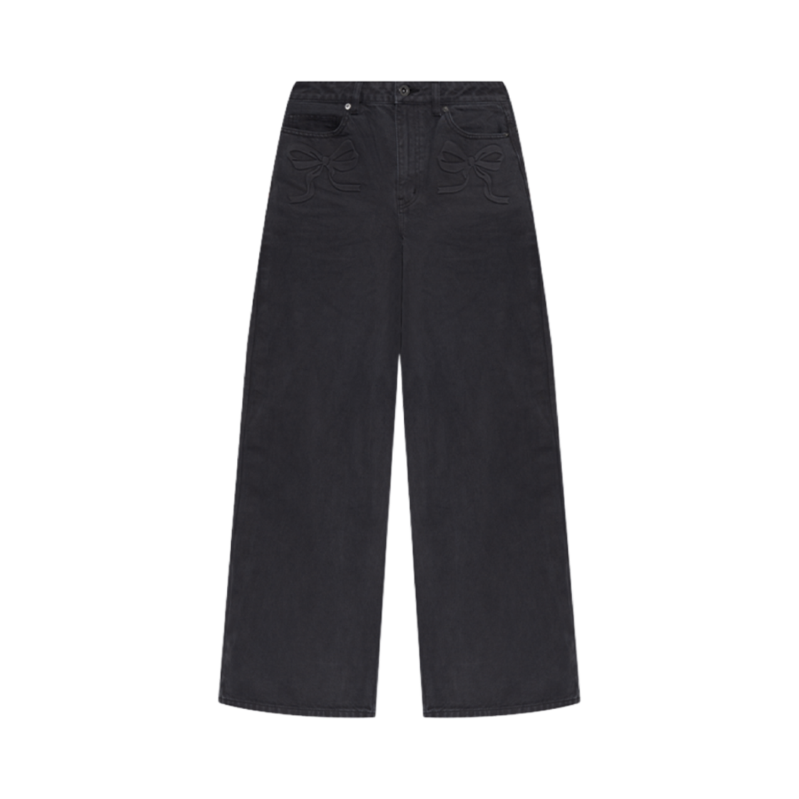 (W) 셀프 포트레이트 보우 스트레이트 진 그레이((W) Self Portrait Straight Jeans with Bow Grey)