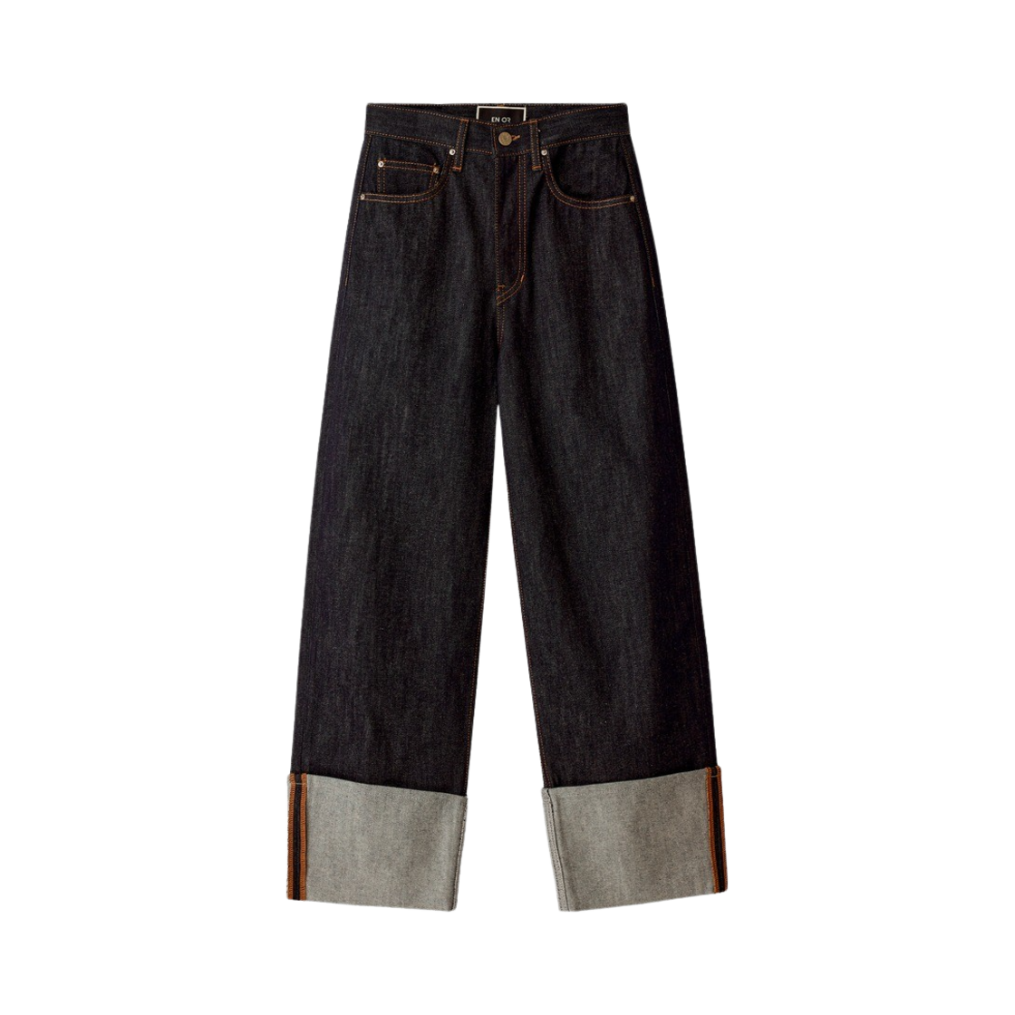 엔오르 우먼 와이드 롤업 진 네이비(Enor Women Wide Roll Up Jean Navy)