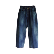 Ancellm Aging Wide Denim Pants Indigo