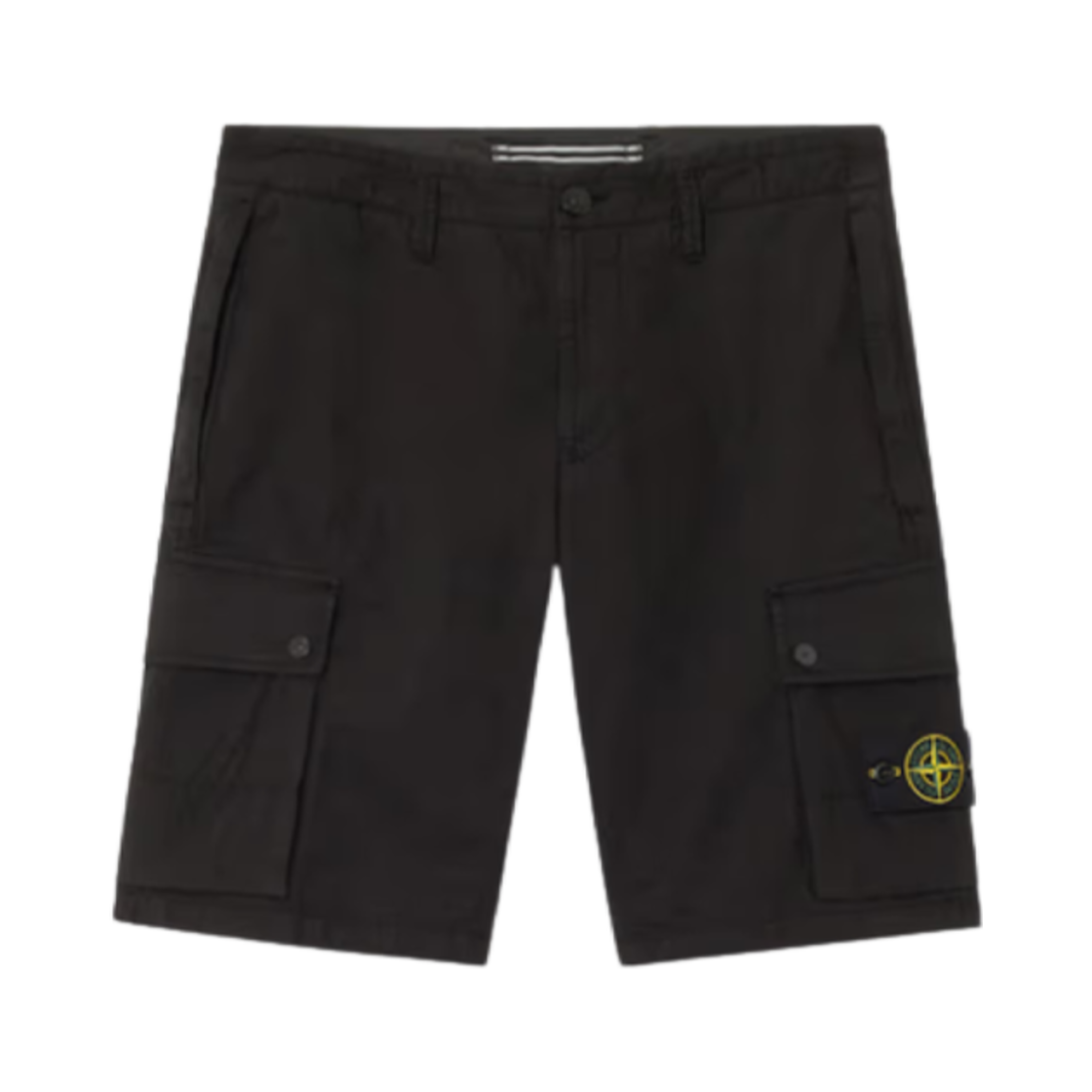 K1S15L1000-11S0010-V0029 Stone Island L100011 Supima Cotton Twill Stretch TC Slim Fit Cargo Bermuda Shorts with Zip Pockets Black - 25SS
