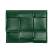 Bottega Veneta Cassette Tri-Fold Zip Wallet Raintree