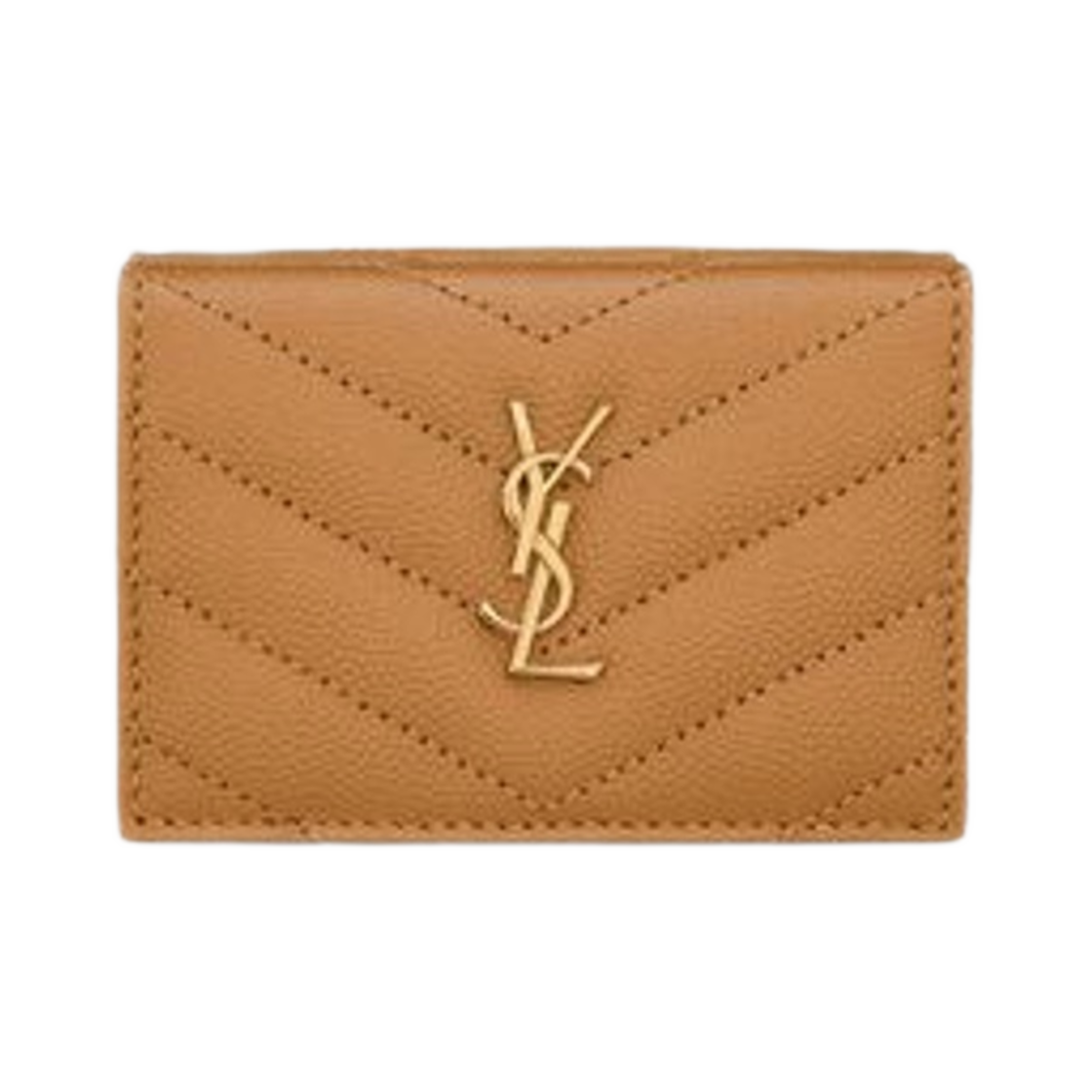 생로랑 카산드라 마틀라세 오리가미 타이니 월렛 그레인 드 뿌드르 엠보스 레더 다크 내츄럴(Saint Laurent Cassandre Matelasse Origami Tiny Wallet in Grain De Poudre Embossed Leather Dark Natural) - 1