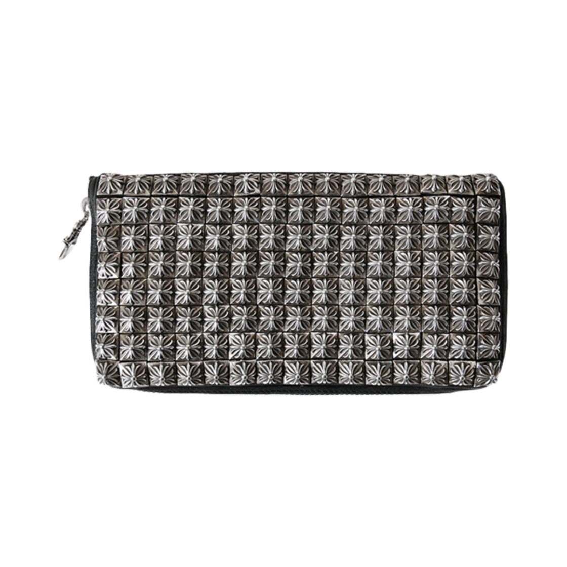 888826262626 Hansroom Chrome Hearts Full Zero Pyramid Stud Round Zipper Leather Wallet