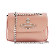 Vivienne Westwood Pearlised Leather Thin Line Orb Purse with Chain Pink