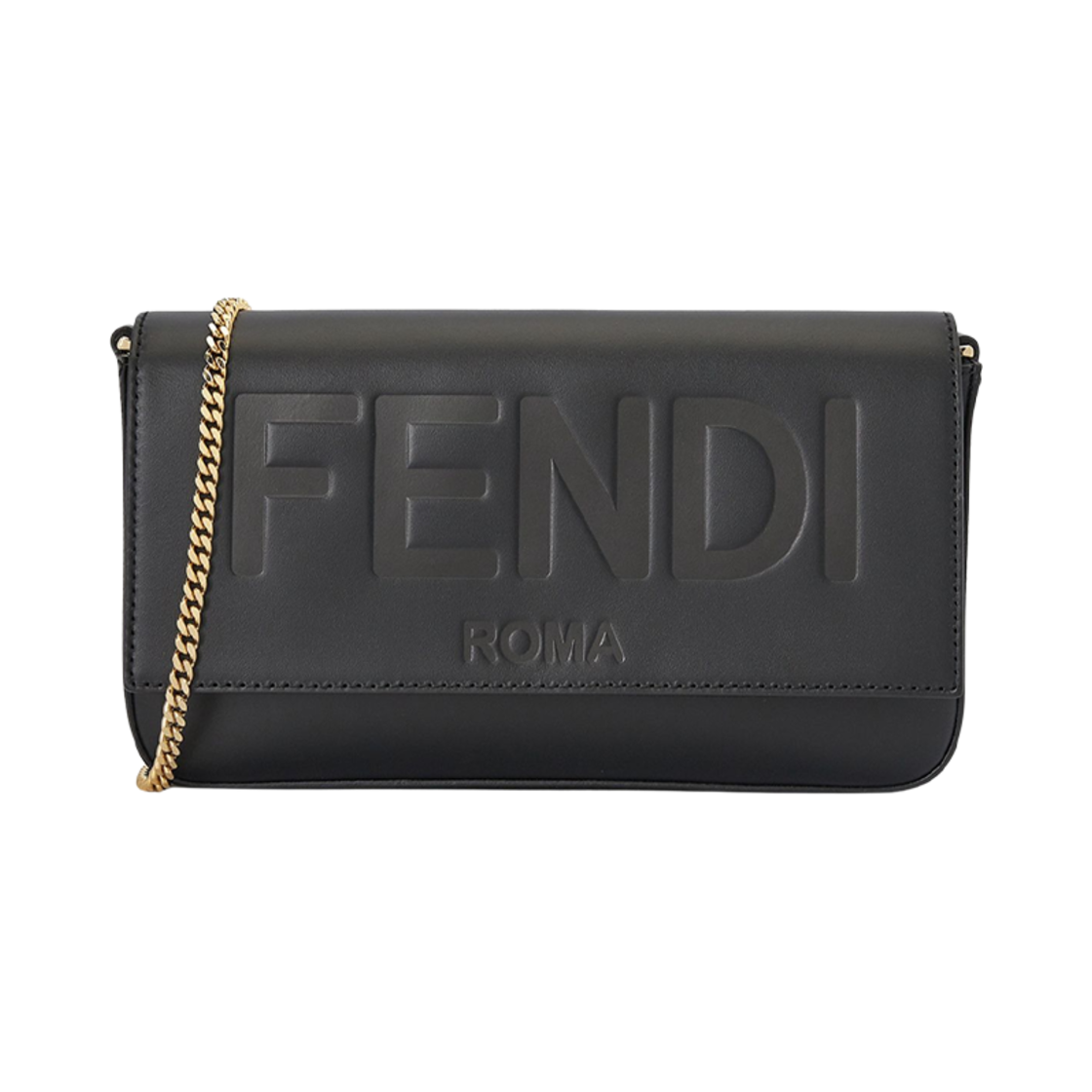 8BS032AAYZF0KUR Fendi FF Logo Chain Wallet Black