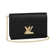 Louis Vuitton Twist Belt Chain Wallet Epi Black Gold