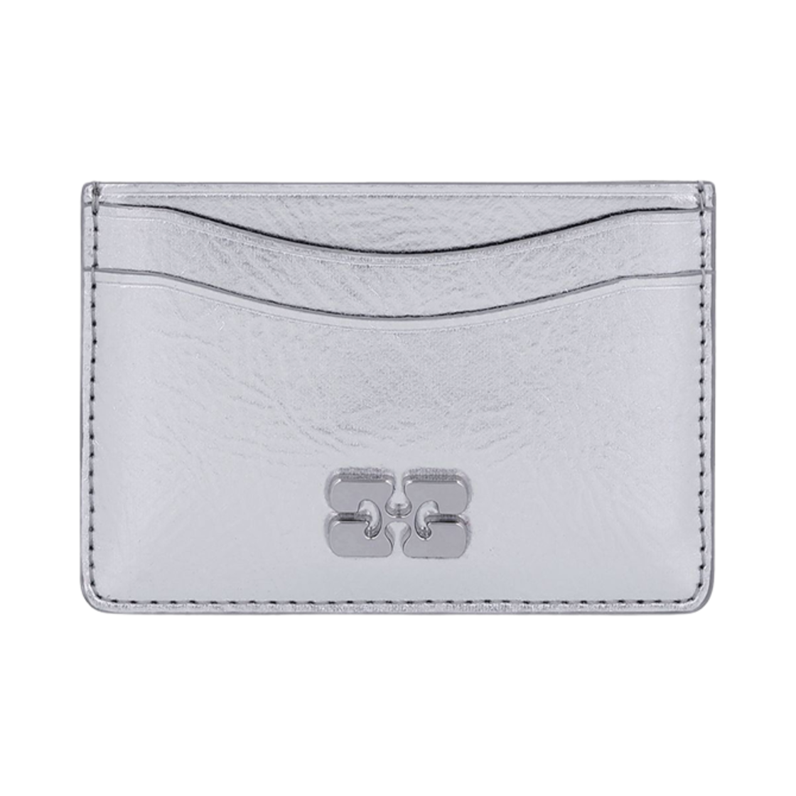 A6596-018 Ganni Bou Metallic Card Holder Silver