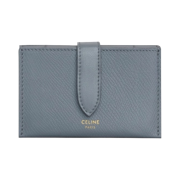 Celine Accordeon Card Holder in Grained Calfskin Medium Grey