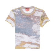 (W) Diesel T-Skinzy-Lace Ribbed T-Shirt With Planet Print Lilac