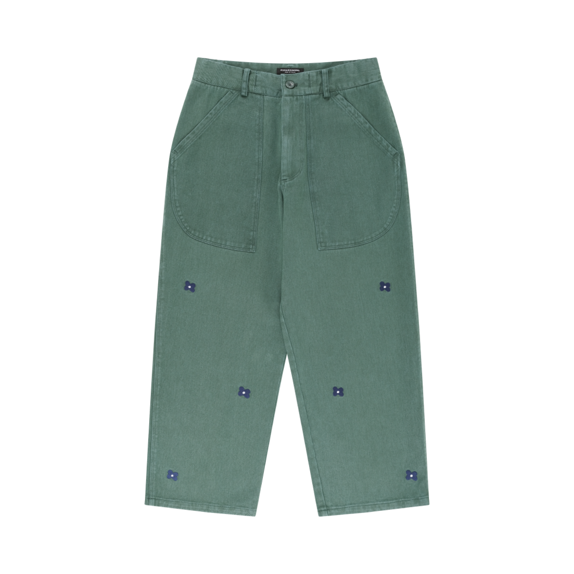 SS25PTS081GF Hongwoosung Embroidery Flower Washed Fatigue Pants Green
