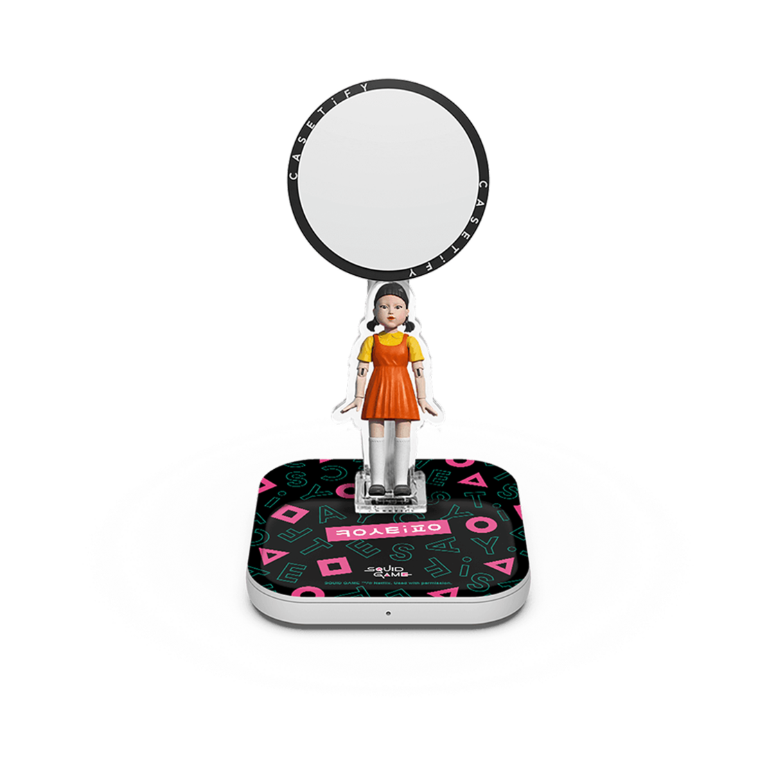 케이스티파이 x 오징어 게임 영희 파워스루 투인원 충전 스탠드(Casetify x Squid Game Young-Hee PowerThru 2-in-1 Charging Stand)
