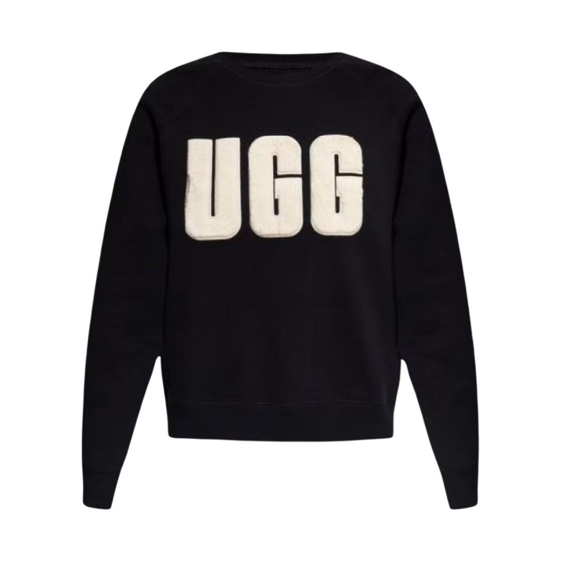 1123718-BKCRM (W) UGG Madeline Fuzzy Logo Crewneck Black Cream
