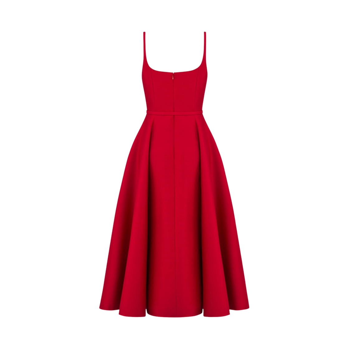 421R73A1212-X3250 (W) Dior Flared Mid-Length Dress Red Wool Silk Shantung - #2