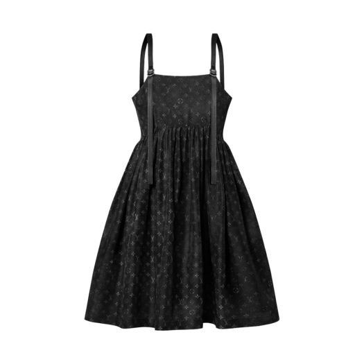 (W) Louis Vuitton Leather Strap Monogram Cloud Dress Black
