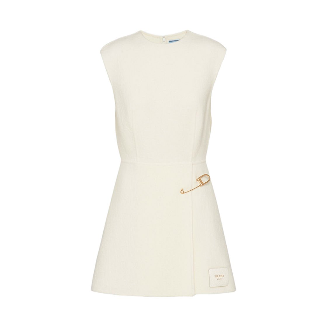 (W) 프라다 워시드 트윌 미니드레스 세이프티 핀 아이보리((W) Prada Washed Twill Minidress Safety Pin Ivory) - 1