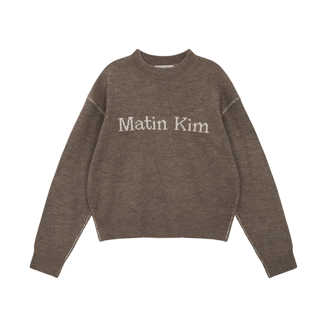 MK2477PO020MBR Matin Kim Color Line Point Logo Knit Pullover Brown