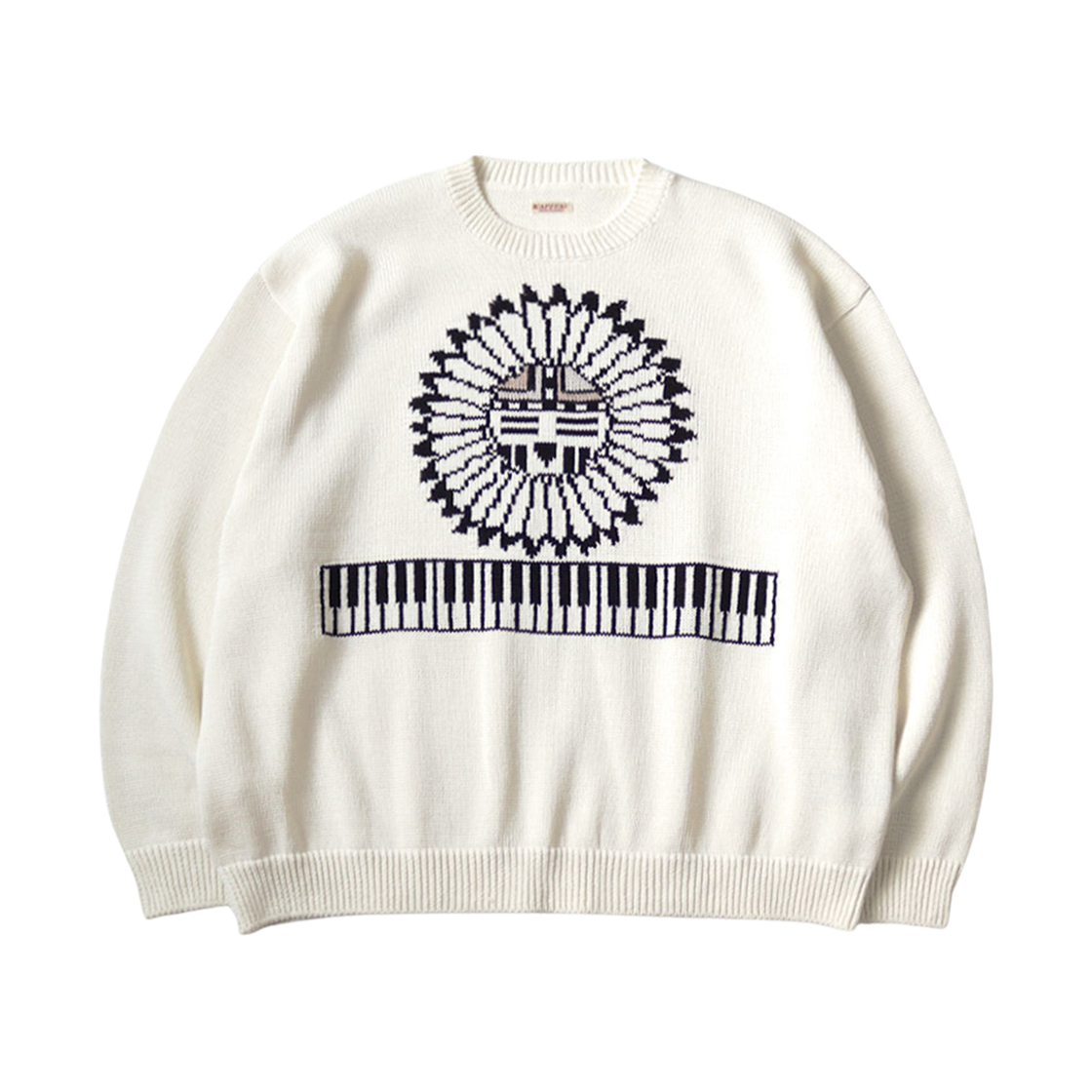 K2502KN018 Kapital 5G Cotton Knit Piano & Sun Face Crew Sweater Kinari