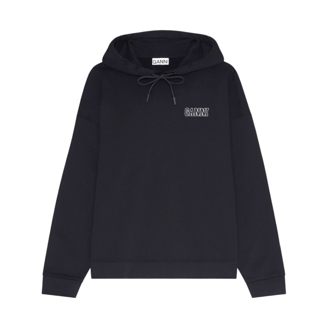 (W) 가니 오버사이즈 후드 스웨트셔츠 블랙((W) Ganni Oversized Hooded Sweatshirt Black)