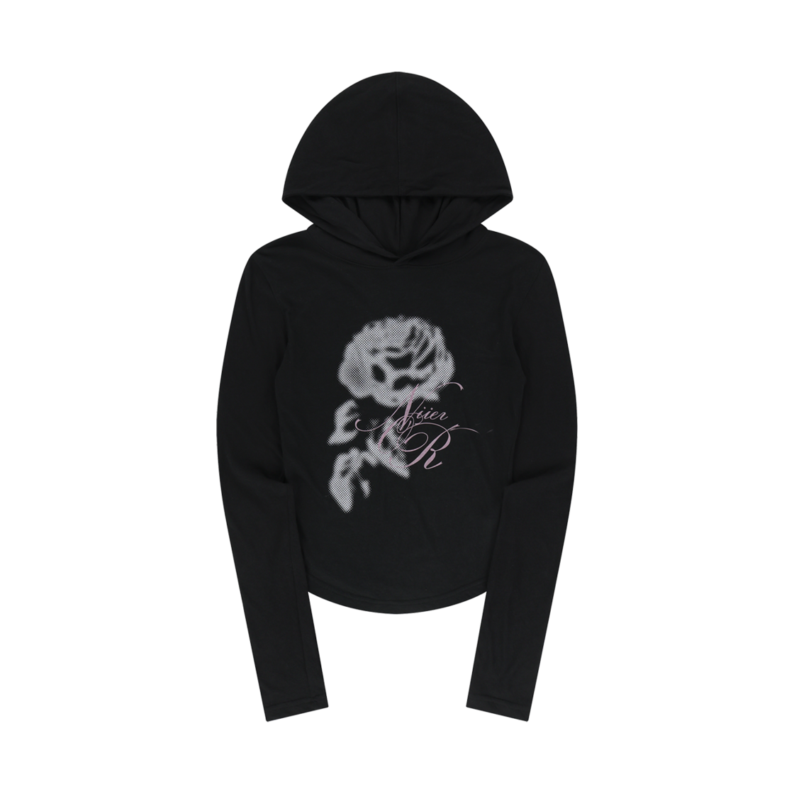 니어 노어 쉬어 로즈 슬림 후디 블랙(NIIER NOR Sheer Rose Slim Hoodie Black)