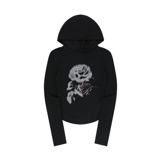 24NNFWTHDF001BK NIIER NOR Sheer Rose Slim Hoodie Black