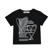 The Museum Visitor Women Crop Heart Sprayed T-Shirts Black
