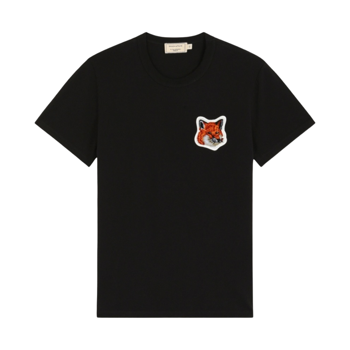 메종 키츠네 라지 벨벳 폭스 헤드 패치 티셔츠 블랙