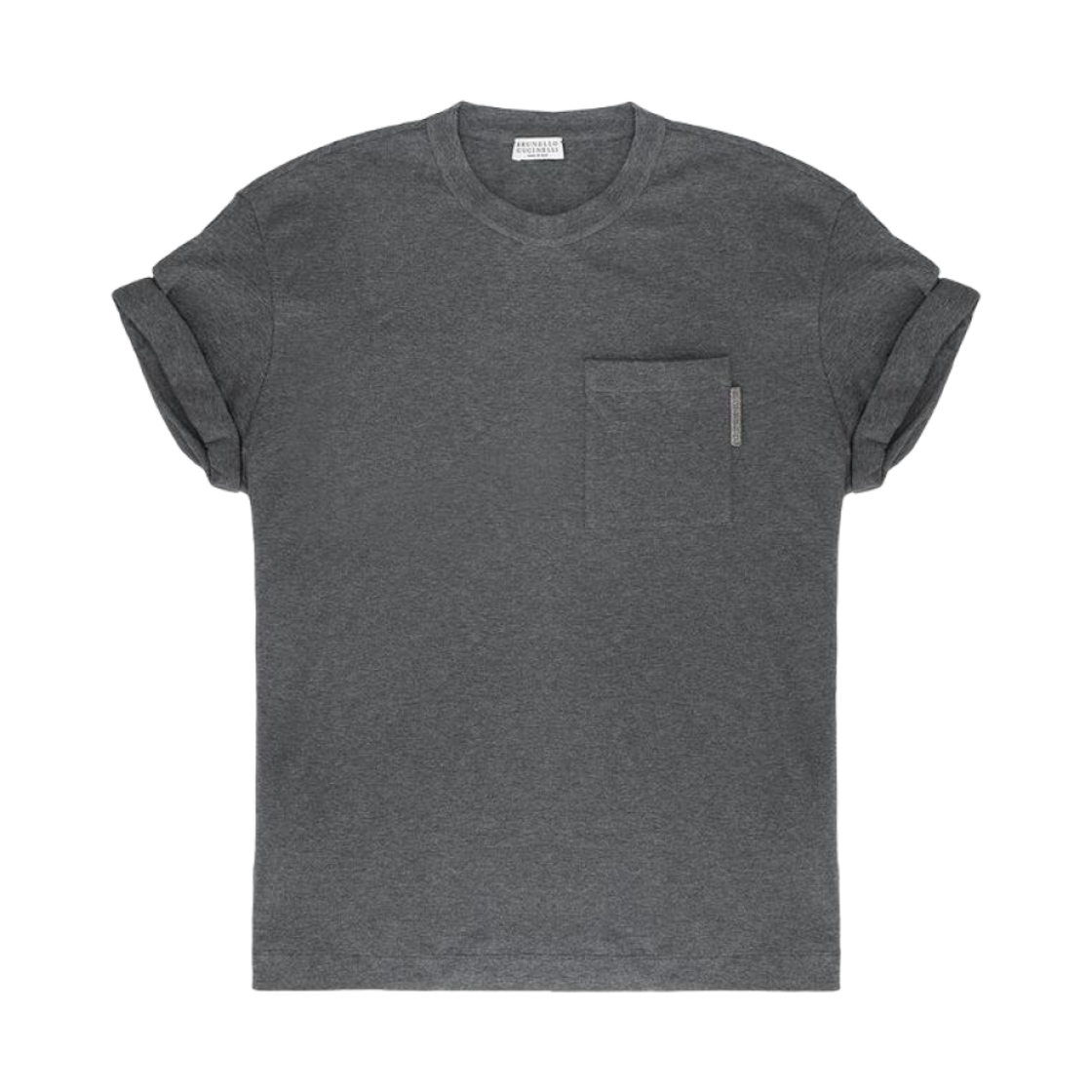 M0T18BB300-C080 (W) Brunello Cucinelli Turn-Up Sleeve Pocket T-Shirt Grey
