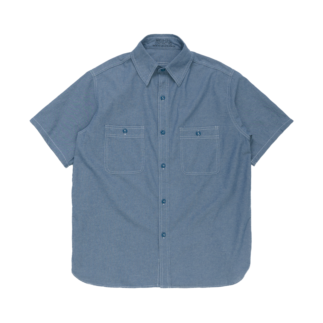와이엠씨엘 케이와이 US 타입 샴브레이 셔츠 쇼츠 슬리브 (50's 모델) 블루(YMCL KY US Type Chambray Shirt Short Sleeve (50's Model) Blue)