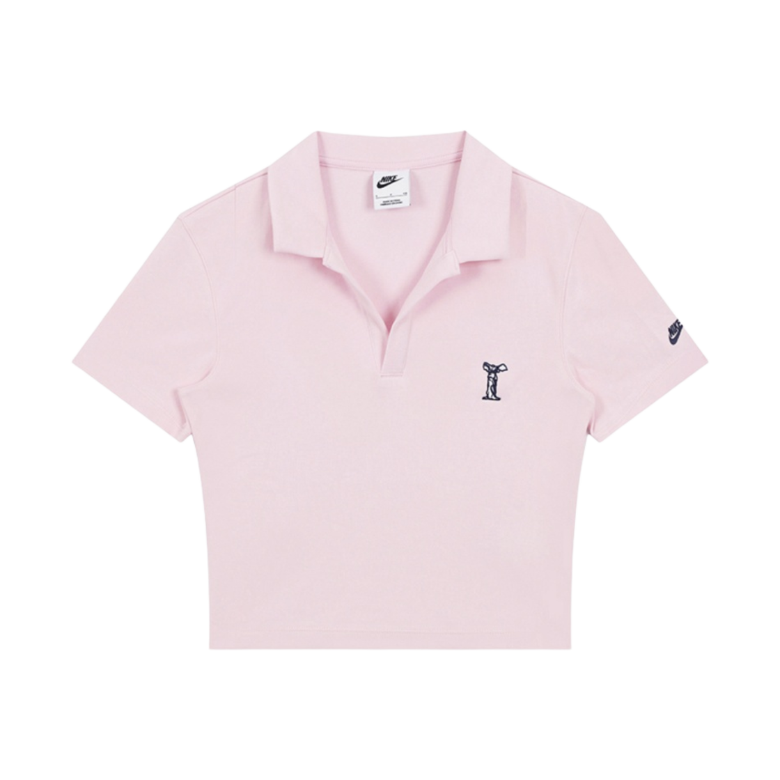 (W) 나이키 NSW 숏슬리브 폴로 탑 핑크 폼 미드나잇 네이비((W) Nike NSW Short Sleeve Polo Top Pink Foam Midnight Navy) - 1