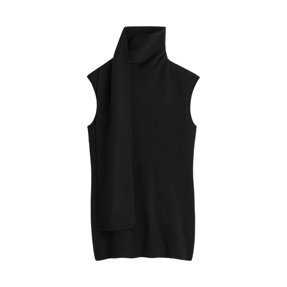 (W) 토템 슬리브리스 스카프 니트 블랙((W) Toteme Sleeveless Scarf Knit Black) - 1