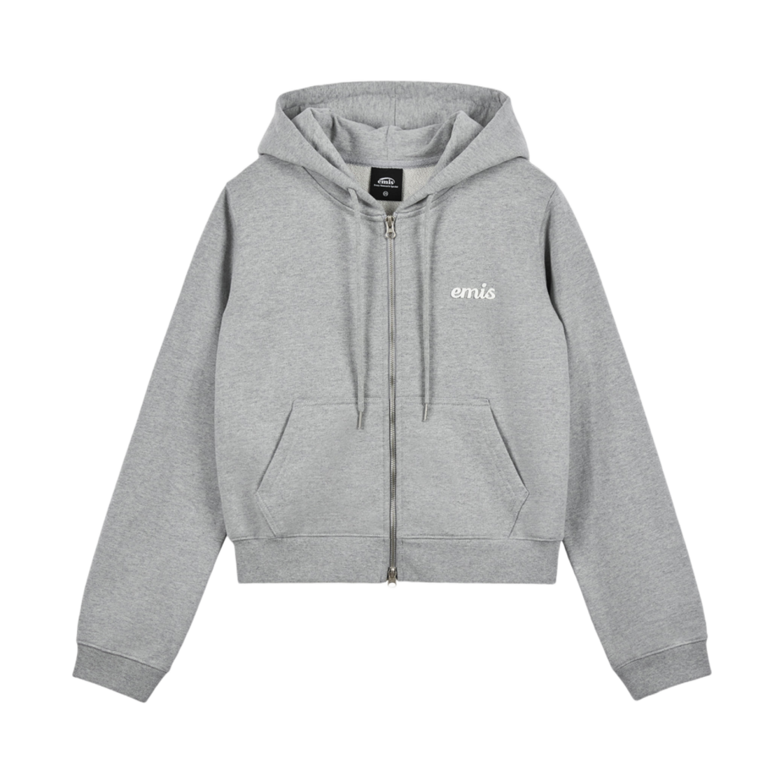 (W) 이미스 아플리케 후드 집업 멜란지 그레이((W) Emis Applique Hood Zip Up Melange Gray)