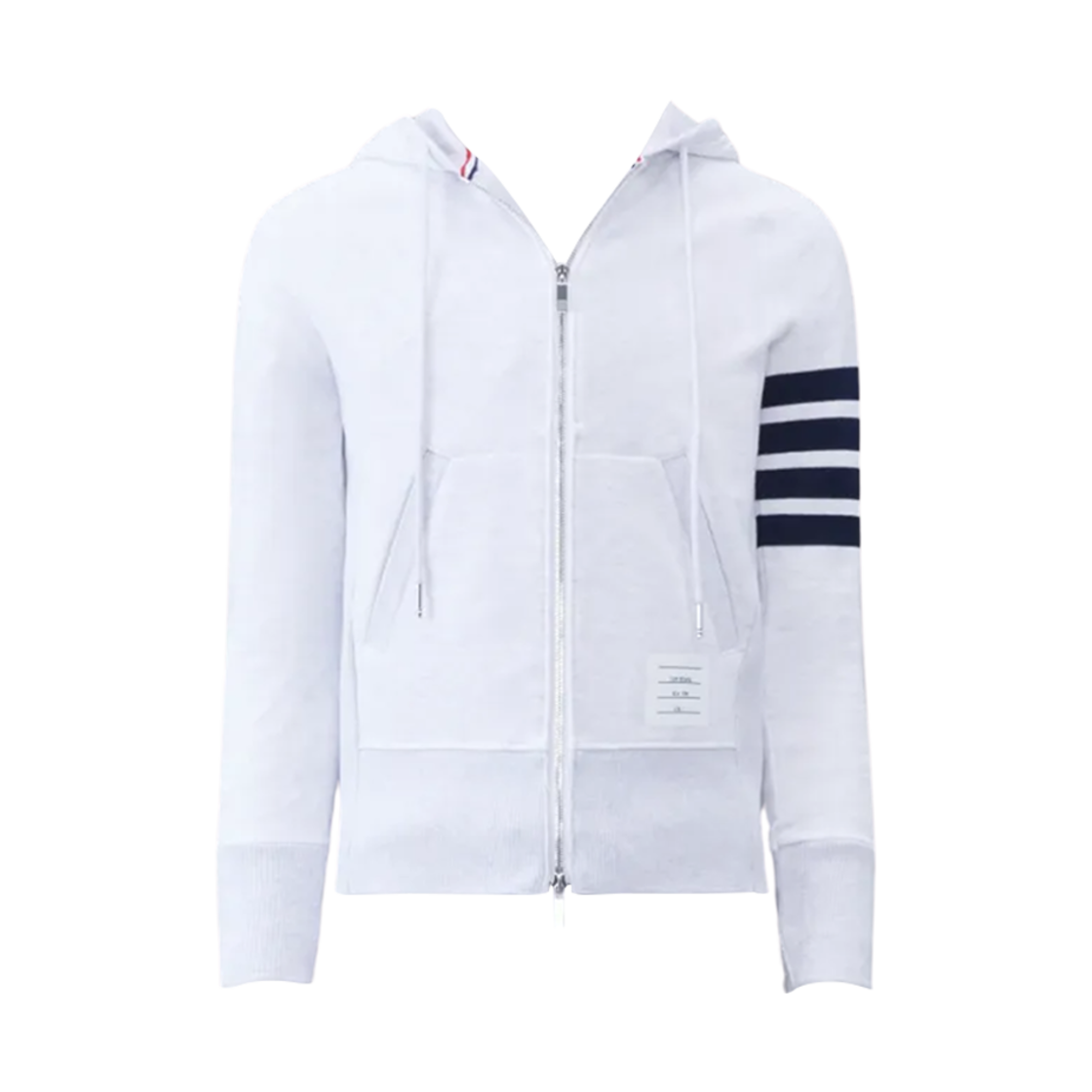 톰브라운 엔지니어드 사선 집업 후드 그레이 화이트(Thom Browne Engineered 4-Bar Zip Up Hoodie Grey White) - 1