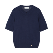Waviness High Tide V-Neck Half Knit Deep Navy