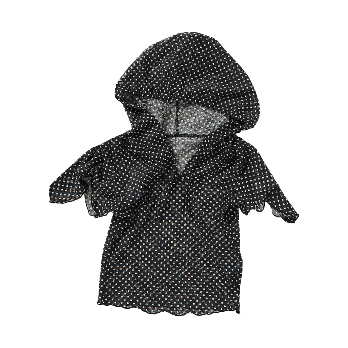 퍼버즈 우먼 드레이프 슬리브 후디 탑 도트 - 25SS(Perverze Women Drape Sleeve Hoodie Top Dot - 25SS)