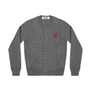 (W) Play Comme des Garcons Red Heart Knit Cardigan Grey