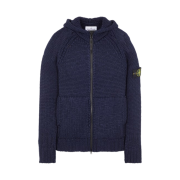 Stone Island 544D4 Handmade Feel Hooded Knit Cardigan Navy Blue - 23FW