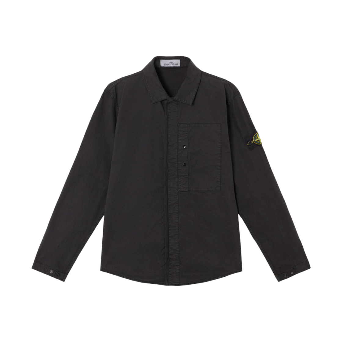 K1S1512000-33S0010-V0029 Stone Island 1200033 Supima Cotton Twill Stretch-TC Overshirt with Hidden Snap Fastening Black - 25SS