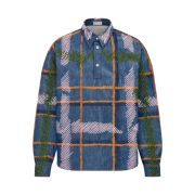 Dior x Denim Tears Dior Tears Slub Checkered Cotton Shirt Blue