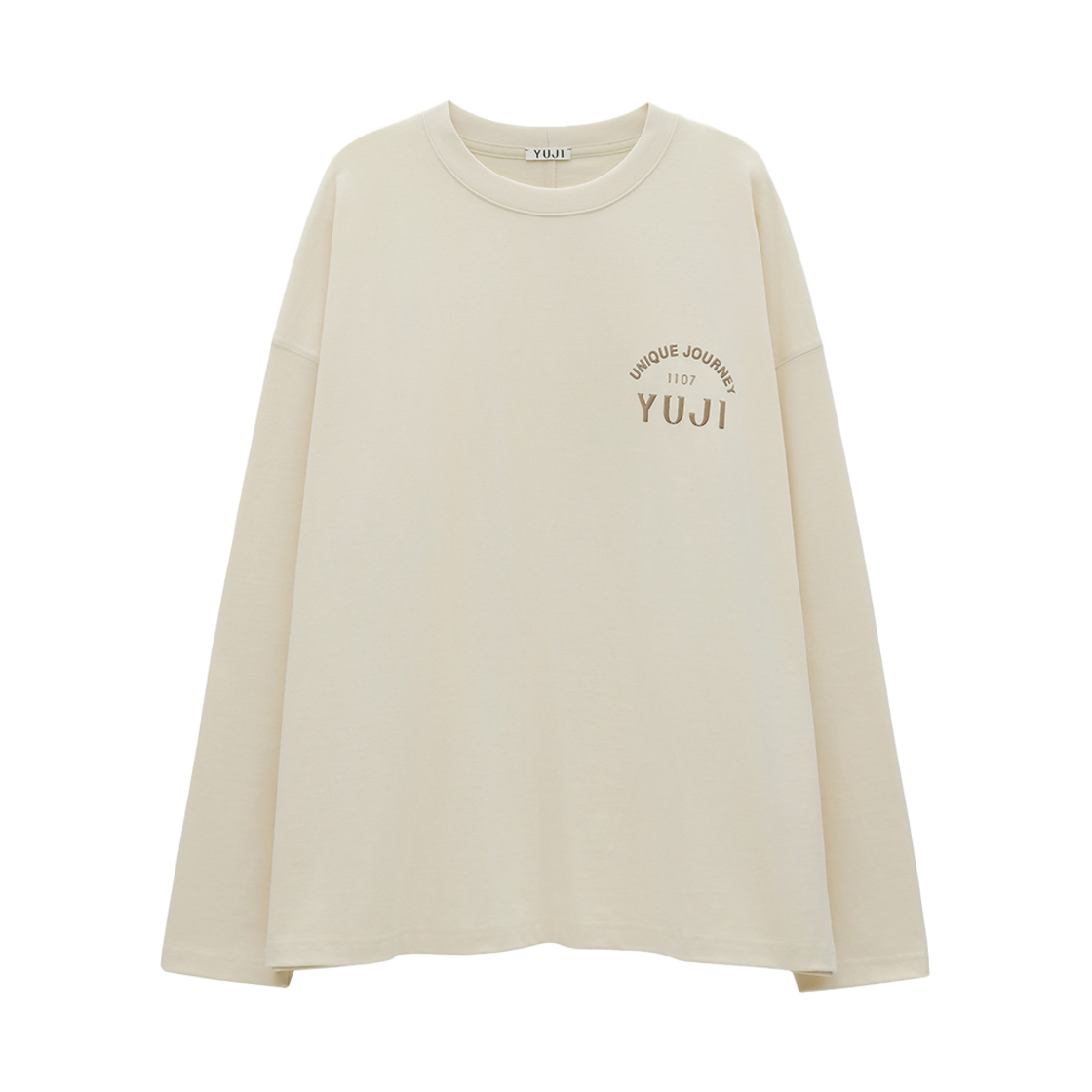 YJ0424_03_copy01 YUJI Ui Slogan Long Sleeves T-shirt Ivory