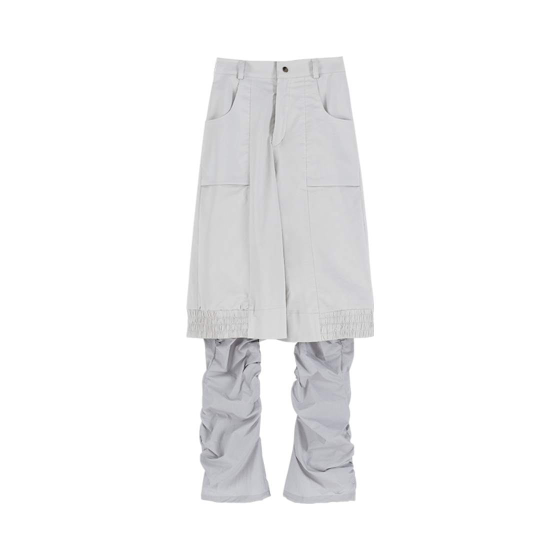 KY25SPSLT06_01 Kiyoi Layered Shirring Pants Ivory
