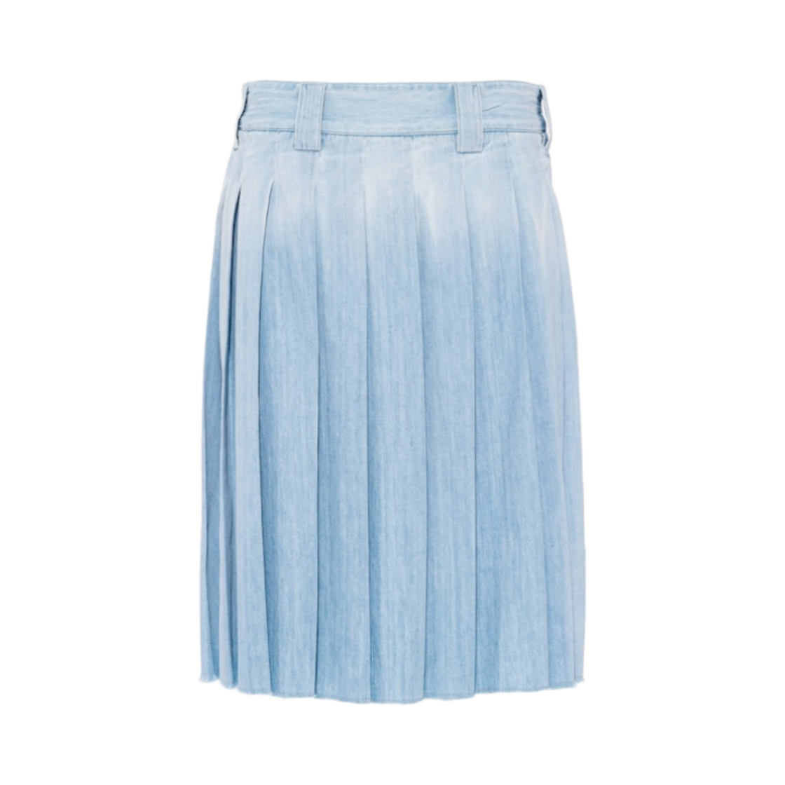 (W) 미우 미우 플리츠 샴브레이 스커트 라이트 블루((W) Miu Miu Pleated Chambray Skirt Light Blue) - 1